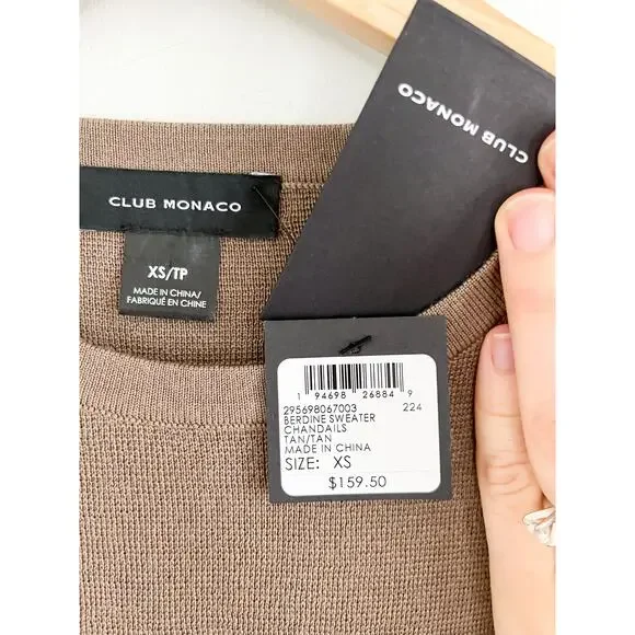 Club Monaco | Berdine Sweater | "Fox" Tan and white | Sz XS | NWT - Picture 5 of 8